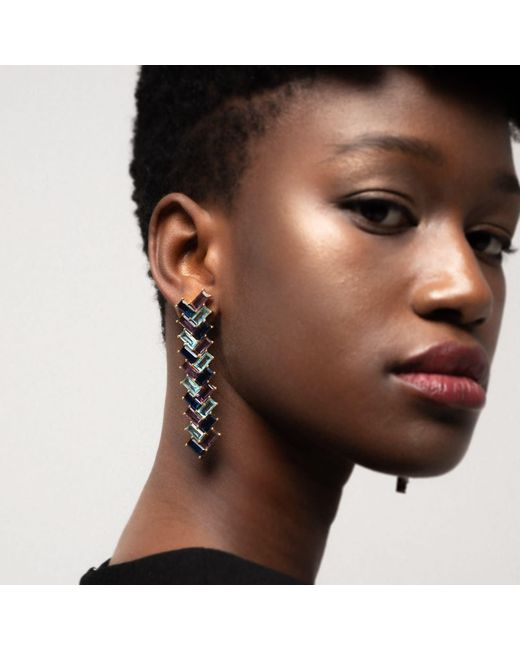 Lavani Jewels Blue Aquamarine & Metropolis Pendant Earrings