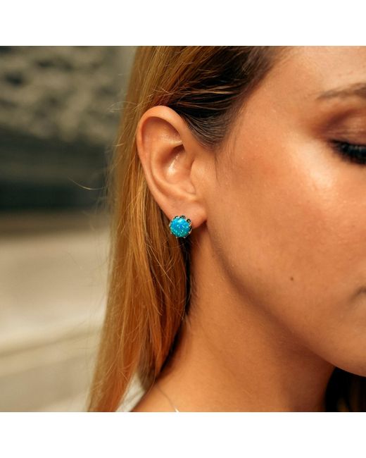 Spero London Blue High Quality Round Opal Sterling Earring & Necklace Set