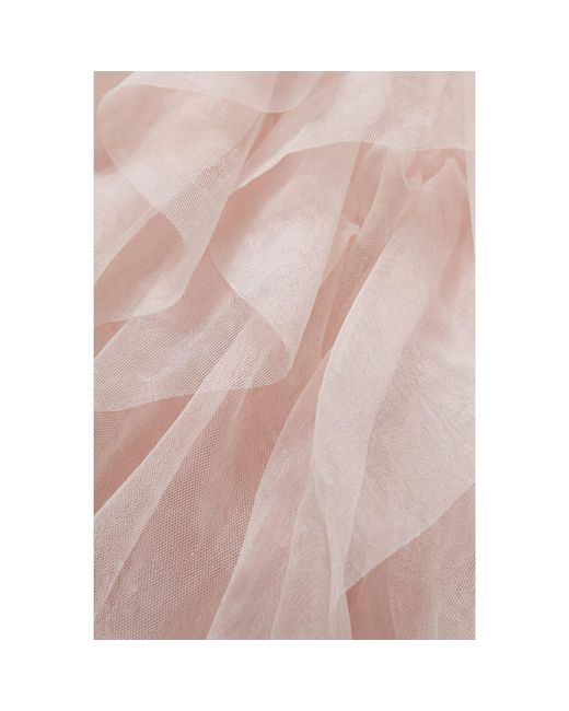 Modenaire Pink Sheer Tulle Blouse With Cascading Ruffles