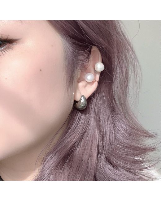 Ninemoo Metallic Lunar Pearl Clips Earrings