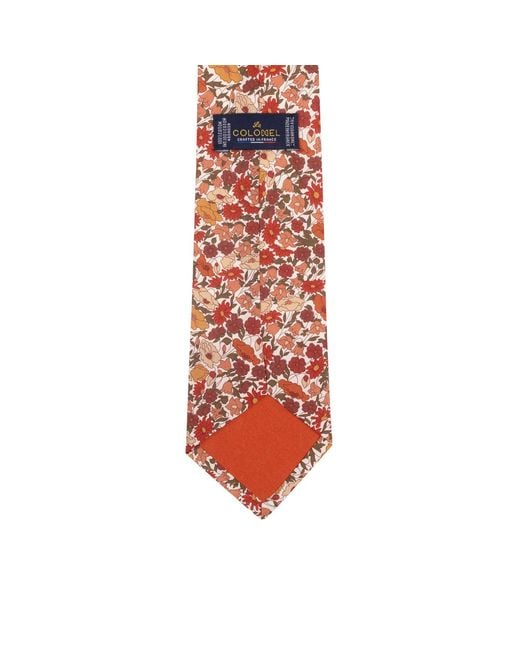 LE COLONEL Red Liberty Squirrel Poppy Tie for men