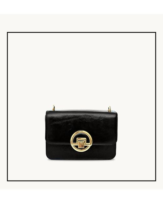 Apatchy London Black The Tilly Crinkle Patent Leather Bag