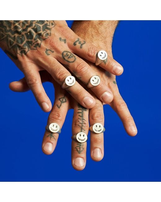 Cartography Metallic You Twat Smiley Ring for men