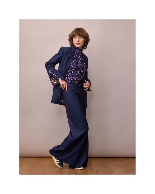 Amanda Thompson Couture Blue Toni Suit Jacket & Pinstripe Italian Wool