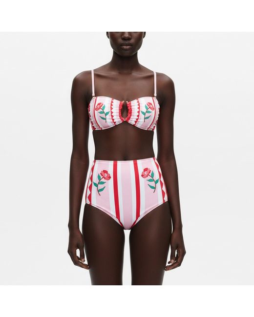 Jessie Zhao New York Red Jungle Rose Reversible Bikini Bottom