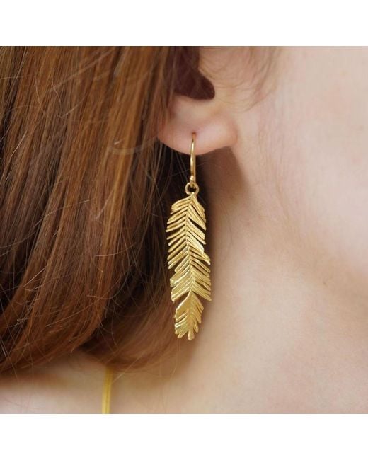 Mother Nature Jewelry Metallic Acacia Leaf Earrings, Handmade Dangles