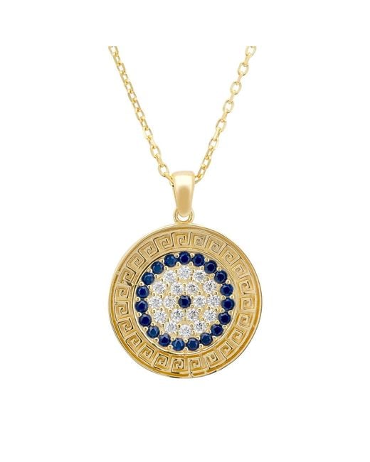 Latelita London Metallic Greek Evil Eye Disc Pendant Necklace