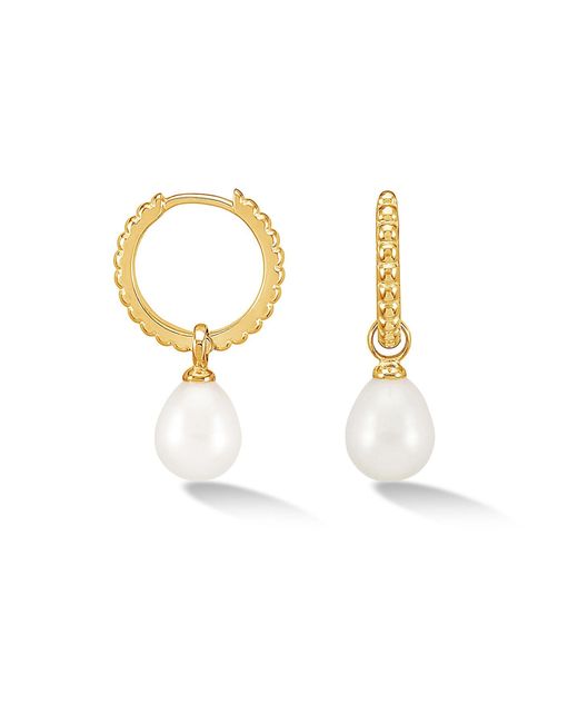 Dower & Hall Metallic Timeless Oval Pearl Charm Hoops
