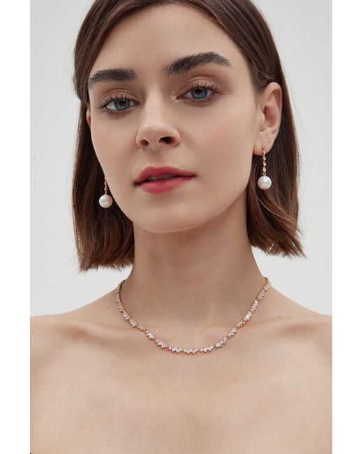Classicharms Metallic Electra Vermeil Diamond Rivière Pearl Drop Earrings