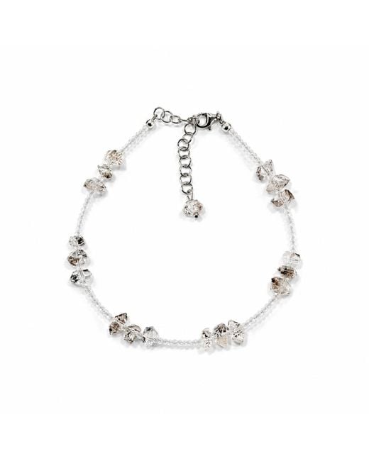 Mineralgems•Studio Metallic Neutrals Quartz Anklet With Herkimer Diamonds