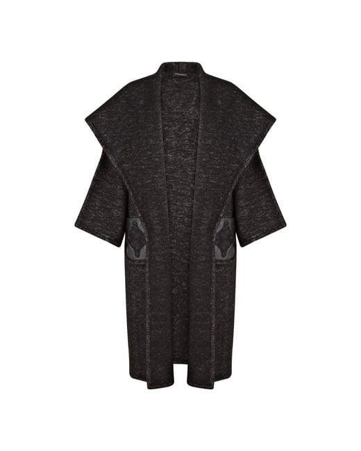 Boutique Kaotique Black Moroccan Oversized Wool Coat With Embroidered Pockets