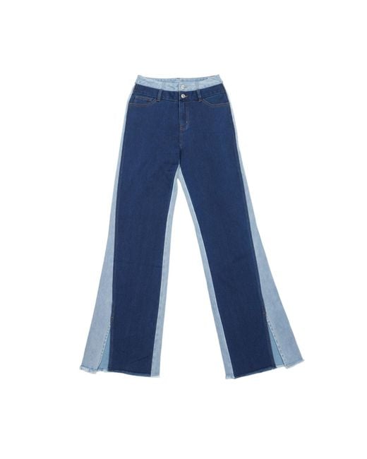 Circular Path Blue Loose Denim Wide Leg Pants