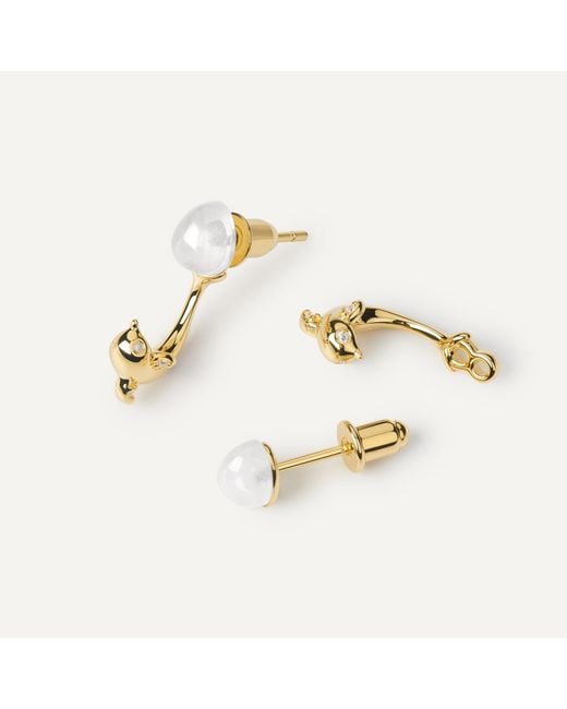 Freqnc Atelier Metallic Dolphin Earrings Amethyst Ear Jackets