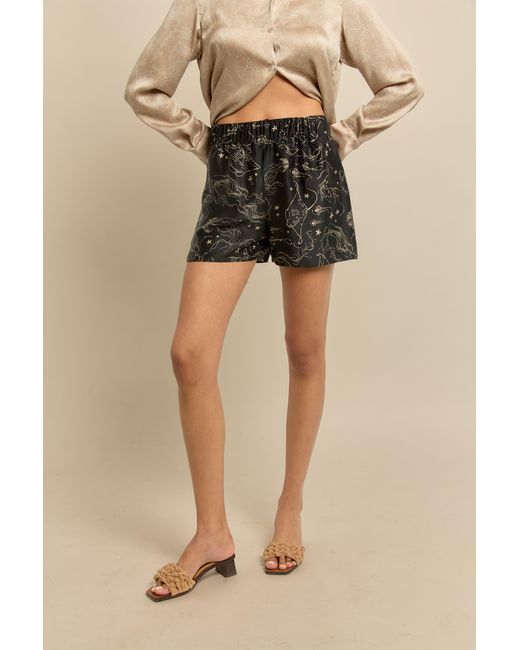 Lily Rou Black Silk Ray Relaxed Shorts
