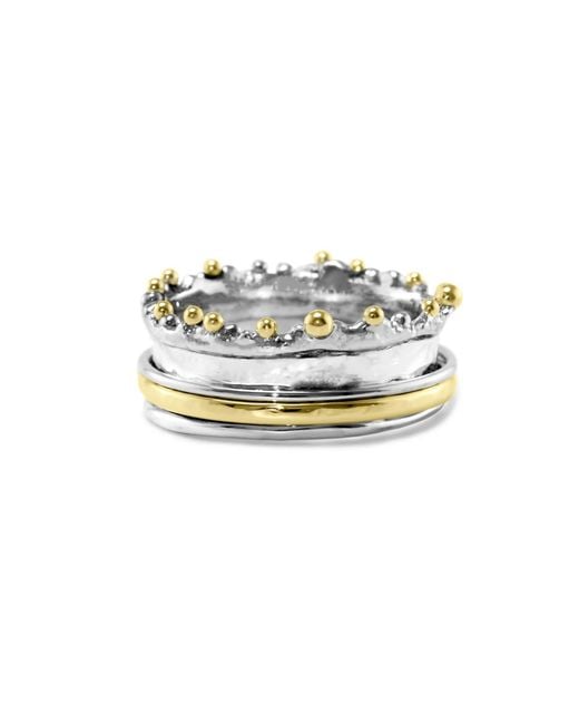 Isla Silver Metallic Crown Mixed Metal Spinning Ring