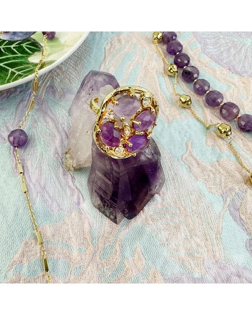 Farra Purple Amethyst Stone Setting Statement Ring