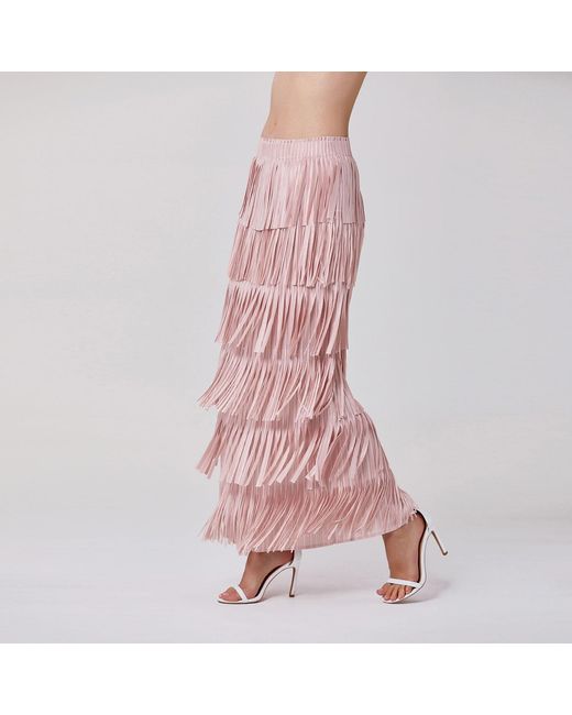 Smart and Joy Pink Tiered Frill Mesh Skirt