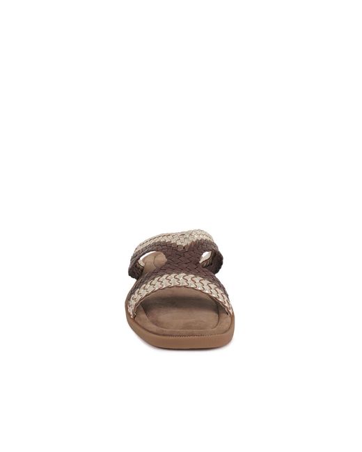 Rag & Co Brown Eirata Braided Real Leather Slip-On Flats
