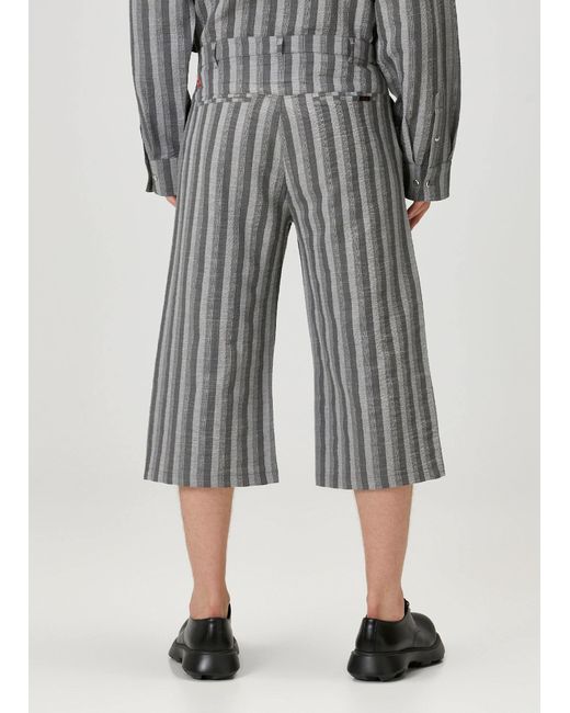 Pcfg Gray Linen & Cotton Blend Checked Woven Short for men