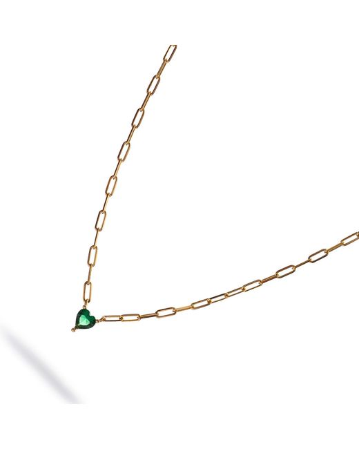 Ebru Jewelry Metallic Emerald Heart Minimalist Necklace