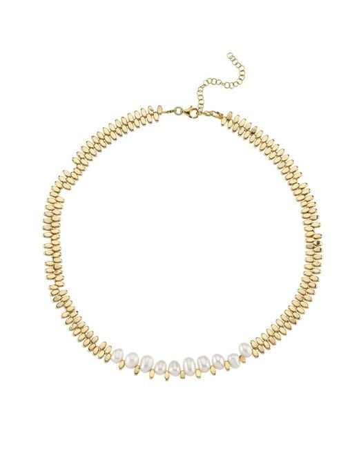 LINYA JEWELLERY Metallic Caria Oval Pearl Hematite Stone Necklace