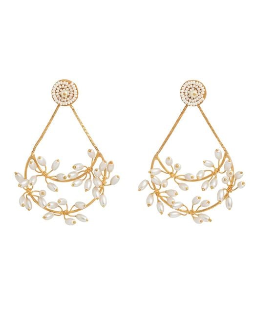 Meraki by Rashmi Bajaj Metallic Belle De Perla Plated Chandelier Earrings With Pearls