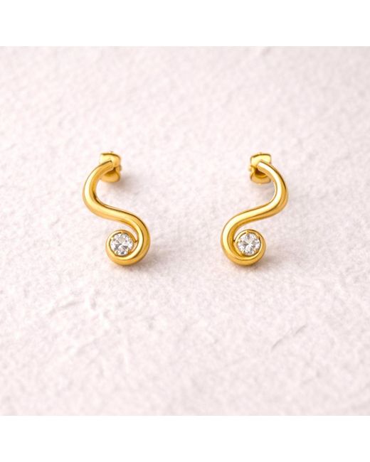 Lily Flo Jewellery Metallic The Shape Of Momentum Diamond Stud Earrings