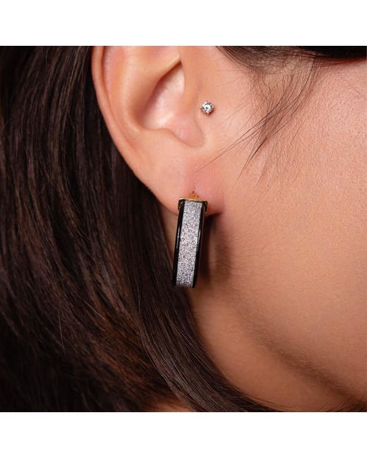 Gold & Honey Black & Silver Wide Glitter Hoops