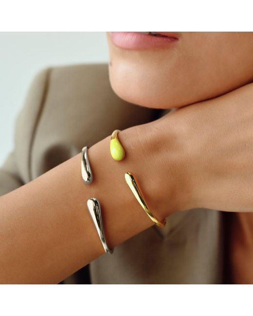 Lunaya Jewelry White Solid Pebble Cuff