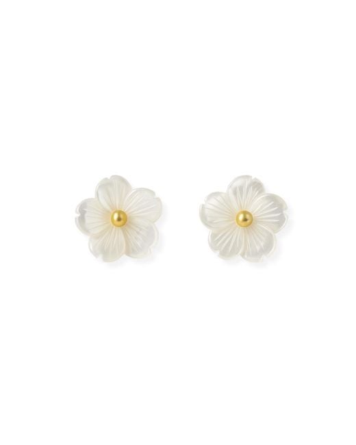 Martina Rozenberg Smira Jewelry White Tiny Flower Pearl Earrings