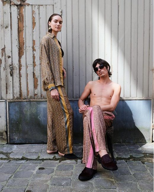 Monzlapur New York Green Paisley Motif Pant With Stripe