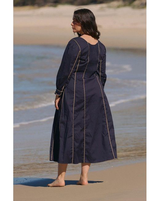 Adrift Clothing Blue Eva Panelled Dress