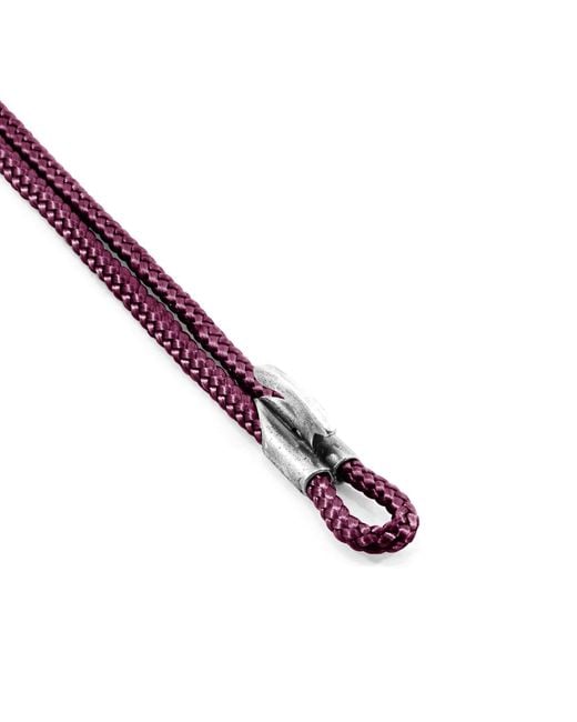 Anchor and Crew Purple Aubergine Padstow & Rope Bracelet for men
