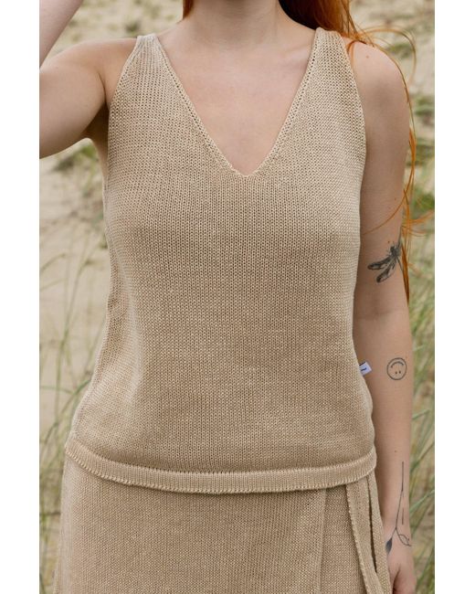 SALANIDA Natural Neutrals Mare 100% Linen Tank Top Sand