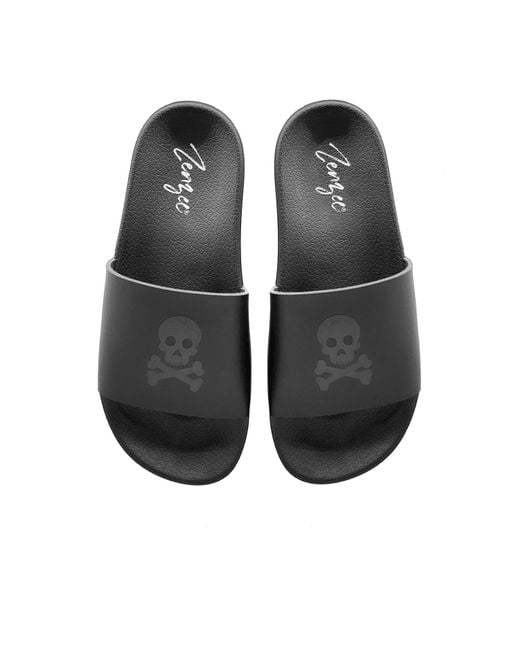 Zenzee Black Skull & Crossbones Slide Sandals