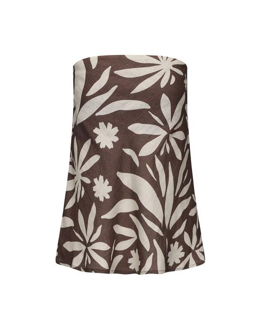 NUAJE NUAJE Brown Rhea Bias Linen Tube Top