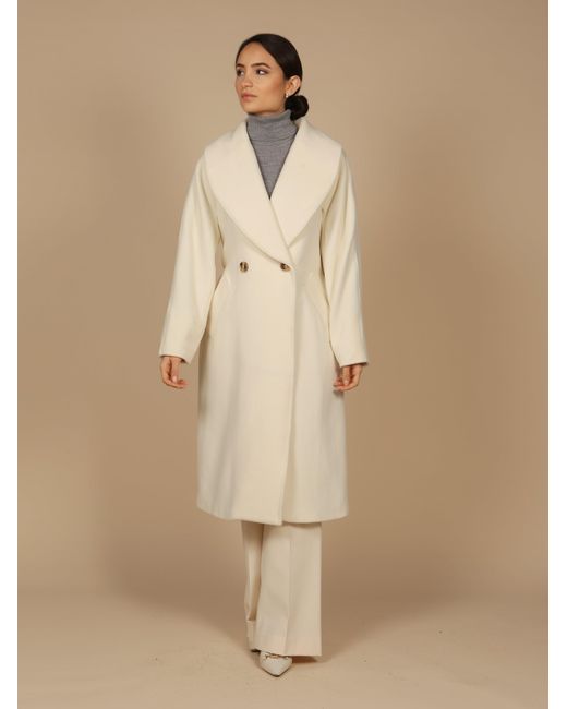Santinni Natural 'Hepburn' 100% Italian Virgin Wool & Cashmere Coat