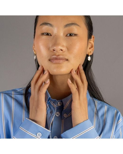 Claire Hill Designs Metallic Pearl Vermeil Lichen Drop Earrings