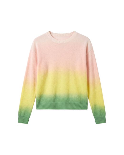 Brodie Cashmere Green Bali Print Cashmere Crew