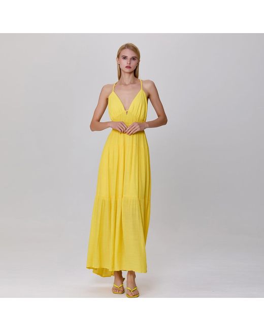 Smart and Joy Yellow Strappy Maxi Summer Dress