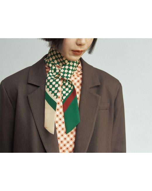 Lost Pattern Green Checkerboard Twilly Scarf
