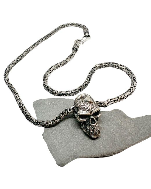 Tg-Jewellery by Tamara Gervasio Metallic Skull Japonese Sign Power Flat Byzantine Chain for men