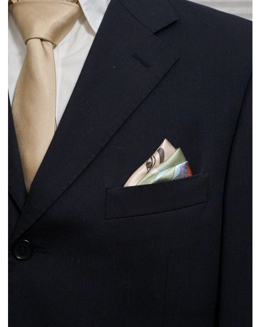 Lost Pattern Blue Los Amores De Frida Silk Pocket Square for men