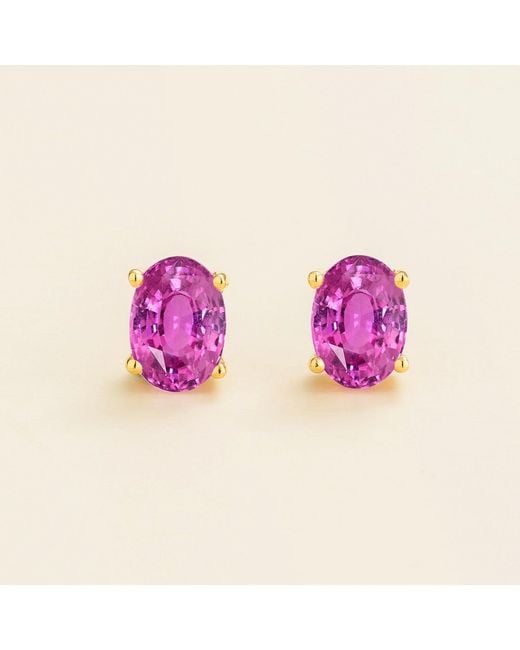 Juvetti Pink Ovo Earrings Set With Vivid Sapphire