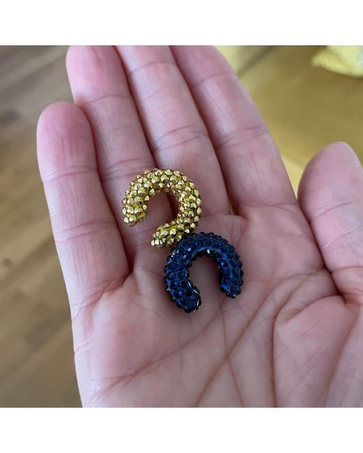 PINAR OZEVLAT Blue Crystallised Lily Ear Cuff Sapphire