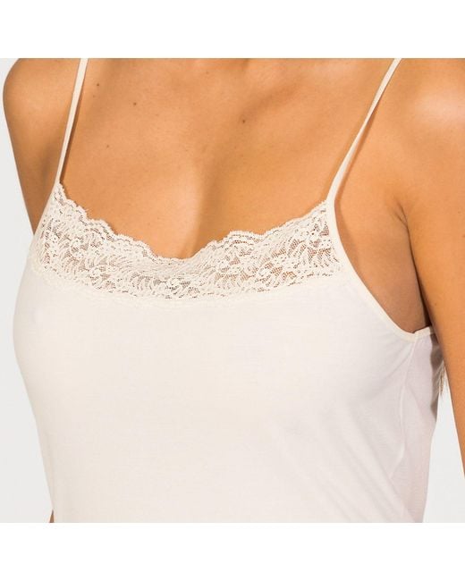 Zd - Zero Defects Natural Neutrals Afrodita Lace Spaghetti Top – Soy Fiber Softness & Elegance