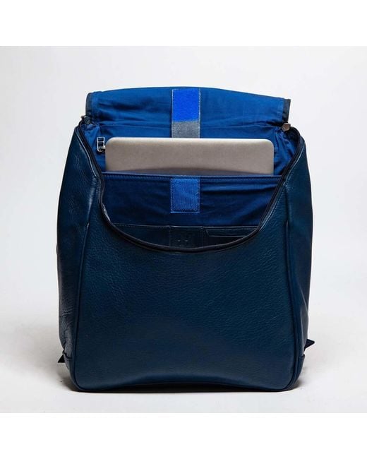 Hides Leather Co. Blue Minimal Genuine Leather Backpack