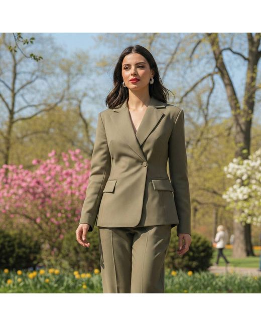 AGGI by HALEWSKI Green Irene Tailored Single-Breasted Blazer