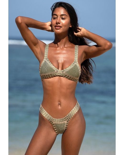 Luxsea Swimwear Metallic Paros Khaki Lurex Crochet Bikini Bottom