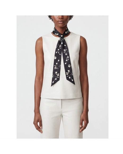 Jessie Zhao New York Black Silk Skinny Scarf Starlit Bloom